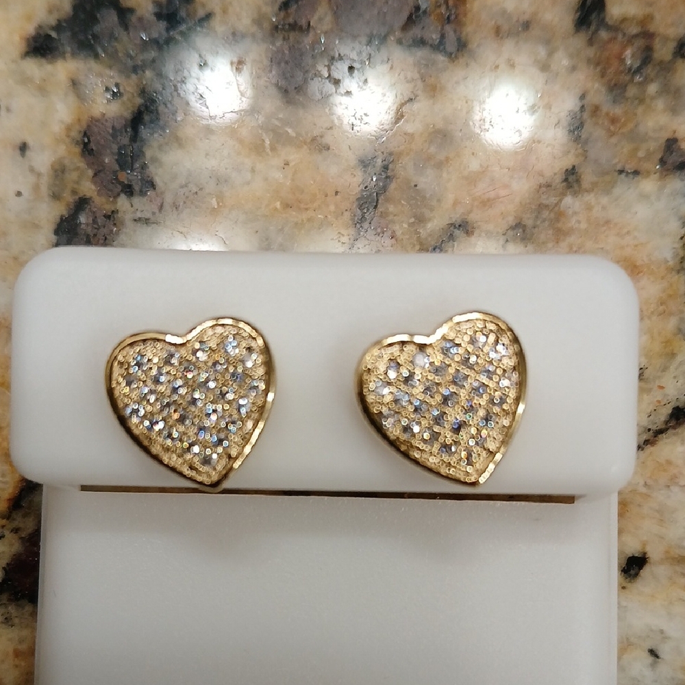 18kgf over brass Heart Stud Earrings